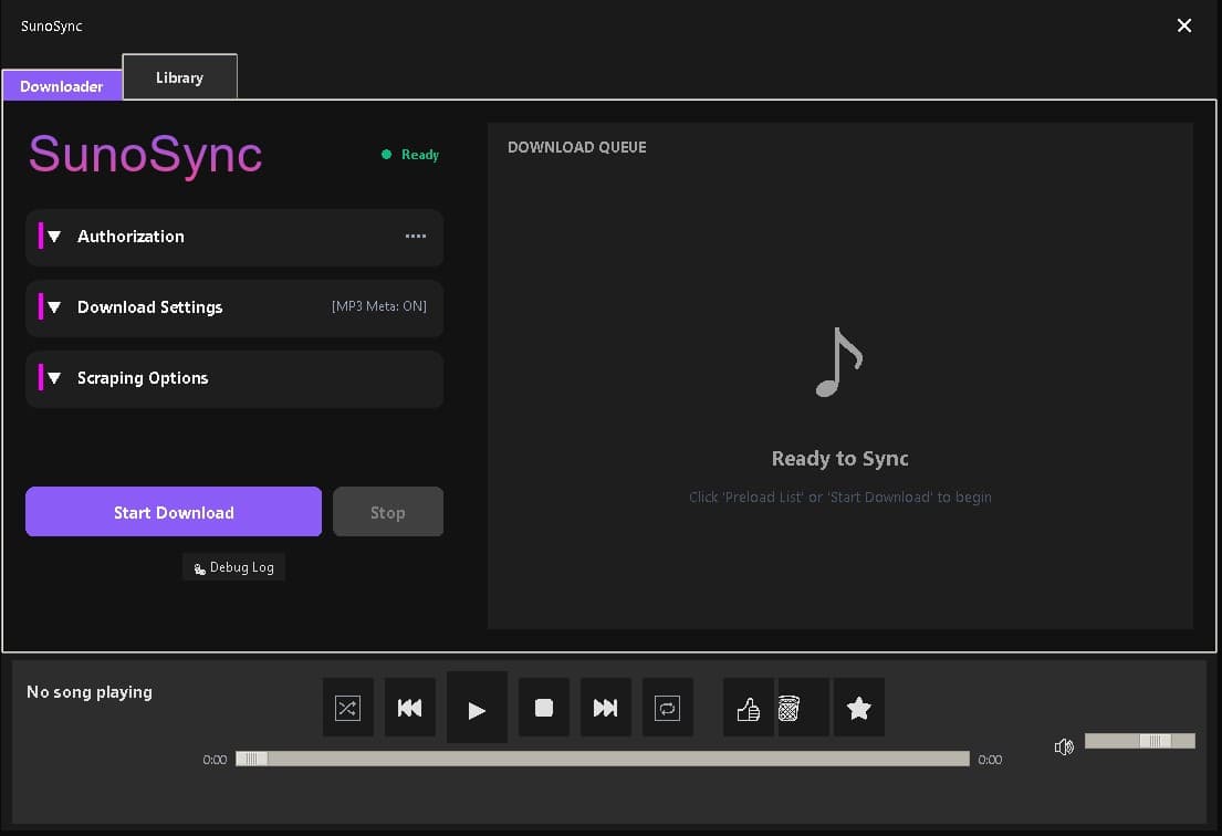 SunoSync interface - Click to play demo